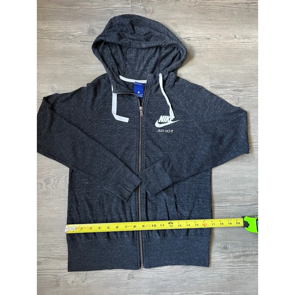 Vintage Nike Sportswear Women's Charcoal Heather Grey Zip Up Size Small